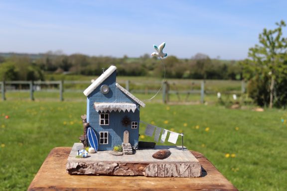 Coastal House with Washing Line and surf boatrd